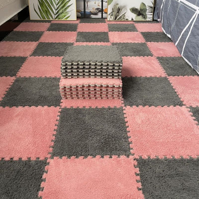 61218pcs Stitching plush living room carpet non-slip soft carpet floor mat bedroom thickening puzzle floor mat