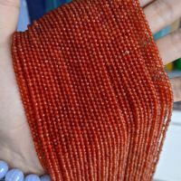 2.5mm Faceted Cutting Loose Red Chalcedony Agate Stone Beads for Bracelet diy Jewelry Making