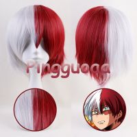 Anime My Hero Academia Shoto Todoroki Cosplay Wig White and Red Short Wigs Heat Resistant Synthetic Hair dkx