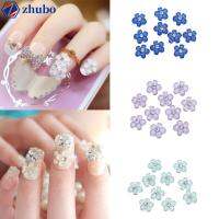 ZHUBO 10ชิ้น/แพ็คทำเล็บมือเพชรแวววาวดอกไม้คริสตัลพลอยเทียม3D หินตกแต่งศิลปะเล็บดอกไม้ระยิบระยับ