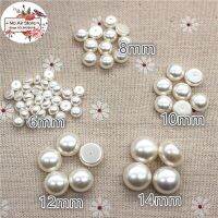 Ivory/White Round Pearl Beads Half Hole ABS Resin Flatback Simulated pearl Buttons Home Garden Crafts Cabochon Scrapbooking Haberdashery