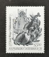 แสตมป์จากออสเตรียแบบใหม่1967เวียนนาฟิลีฮาร์โมนิกแสตมป์สลักลายกีตาร์ออร์เคสตรา1ชิ้น/เซ็ต