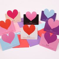 10pcs/bag Mixed Color LOVE Heart Shape Greeting Card Valentines Day Gift Card Wedding Invitations Card Romantic Thank You Cards