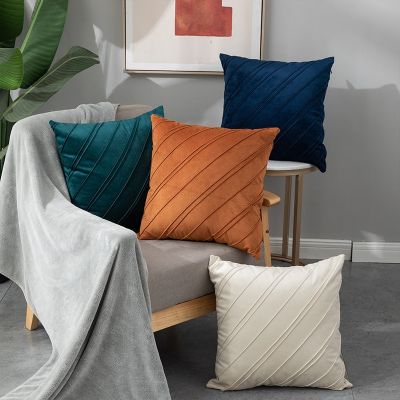 Solid Color Velvet Plaid Cushion Cover Pillowcase 43*43 Nordic Home Decor Pillow Cover for Sofa Cojines Cushion Case