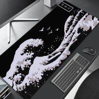 ญี่ปุ่น Great Wave Mousepad แผ่นรองโต๊ะสีดำและสีขาว แผ่นรองเมาส์ขนาดใหญ่ เครื่องเกมพรม แผ่นรองเมาส์แล็ปท็อป อุปกรณ์เกมแผ่นรองยาง