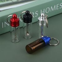 Portable Snuff Glass Bottle With Telescopic Spoon Snorter Sniffer Pill Box Container Case Smoking Accessories Snuff Bottle