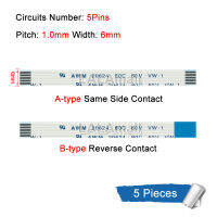 5ชิ้น5P สาย FPC สายเคเบิล FFC ยืดหยุ่นแบน5Pin 5พินพิน1.0มม. 20624 AWM 60V ความยาว VW-1 50มม. 100มม. 150มม. 250มม. 300มม. 350มม. 400มม. 500มม. A-ชนิด B-ชนิด