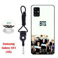 BTS เคสโทรศัพท์สำหรับ Samsung Galaxy A51(4G) ซิลิคอนนุ่มกรณีที่มีรูปแบบเดียวกันแหวนและเชือก