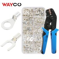 ☁✒▼ 200/560PCS Ring Spade Crimp Terminals Non-insulated Lugs Ferrules Type Electrical Wire Connector Cable Shoes M3 M4 M5 Box set