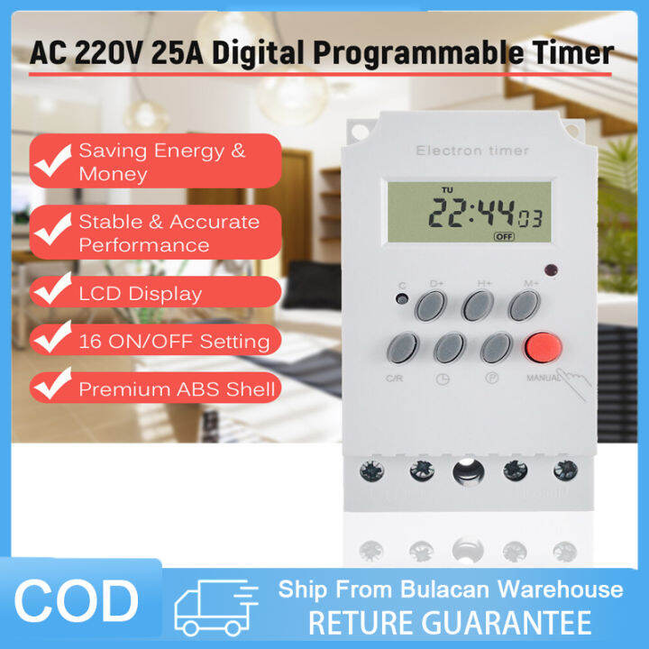 【Ready Stokc】KG316TII AC 220V 25A Digital Programmable Timer Din Rail