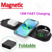 ✕┅✹ 15W Foldable Wireless Chargers Station for iPhone 14 13 12Pro Portable 3 in 1 Wireless Charging Dock for Apple Watch 7 AirPods