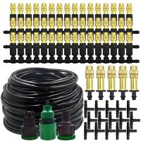 5M-30M Outdoor Misting Cooling System Garden Irrigation Watering 1/4 Brass Atomizer Nozzles 4/7mm Hose for Patio Greenhouse