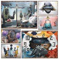 Surrealism โลหะดีบุกป้ายสำหรับ Home Hallway Wall Decor Art Plaque ห้องนอนห้องนั่งเล่นตกแต่ง Backg ภาพวาดเหล็ก Poster