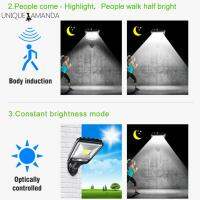 ไฟ Lampu Solar Dinding LED ไฟข้างทางสวนเซ็นเซอร์การเคลื่อนไหวมนุษย์กลางแจ้ง