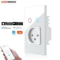 Shawader Wifi Smart Light Switch Israel Wall Socket Tuya Plug Electrical Outlet Touch Glass Panel Intelligent Alexa Google Home