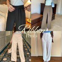 chuuchop_พร้อมส่ง(C8176)?☕️?Ribbon pant กางเกงเอวสูง  ดีเทลผูกโบว์