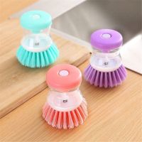 Wash Pot Brush With Washing Up Liquid Soap Dispenser Push Cleaning Brushes Scrubber Creative Home Kitchen Tools