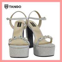 TANGO รองเท้าแฟชั่นสตรีรุ่น CINDERELLA รองเท้ากากเพชร สีเงิน ประดับเพชร ส้น platform สูง 5.5 นิ้ว น้ำหนักเบา ใส่สบาย