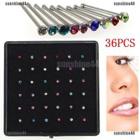 36X Crystal Rhinestone Nose Ring Bone Stud Stainless Steel Body Piercing