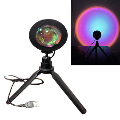 Rainbow Sun Projection Red Night Light Projector With Tripod Atmospphere Lamp Bedroom Bar Coffee Store Background Deocr Lighting