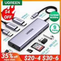 UGREEN USB C ฮับ4K 60Hz USB C ถึง2Xhdmi 2.0 RJ45 USB 3.0 PD อะแดปเตอร์สำหรับ Macbook Ipad Pro Air M1 PC อุปกรณ์เสริม USB C Splitter