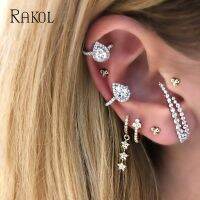 【hot】๑✢❣  RAKOL 1 Piece Teardrop No Piercing Ear Cuff Clip on Earrings for Fashion Gold Color CZ Jewelry Gifts