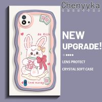 Chenyyka เคสสำหรับ Realme C20 C20A C11 2021 C11 2020 Narzo 50i เคสการ์ตูนกระต่ายสีชมพูน่ารักสีสันน่ารักครีม Wave ขอบนุ่มกันกระแทกแบบใสเคสมือถือ Creative โปร่งใสลายกล้องถ่ายรูปปลอกง่ายป้องกันซิลิโคนฝาครอบ