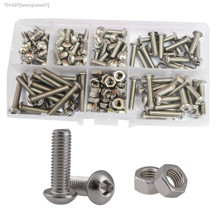 iso7380-m2-m3-m4-m5-m6-hex-button-socket-head-cap-screw-nut-hexagon-machine-bolt-assortment-kit-set-304-stainless-steel