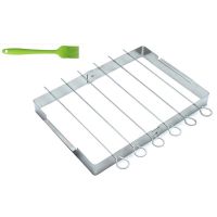 Barbecue Skewer Shish Kabob Set, Stainless Steel Foldable Shish Kabob Rack, BBQ Skewer Rack for Party and Cookout