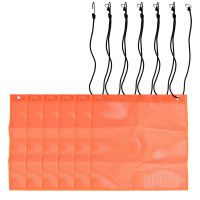 6Pcs 18X18 Inch Mesh Safety Flags Orange Warning Flag Bungee Safety Flag Good Visibility Weatherproof Flag with Grommets