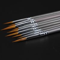 dfh●ↂ■  9 pcs art weasel hair line book brush painting watercolor gouache oil hook pen durable thin silver birch rod