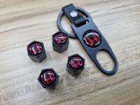 ราคาต่อ 4 ชิ้น พวงกุญแจ 1 ชิ้น จุกลม ฝาที่สูบลม โลโก้ ฮอนด้า ดำแดง  Honda Black Red air cap keychain for city civic jazz accord