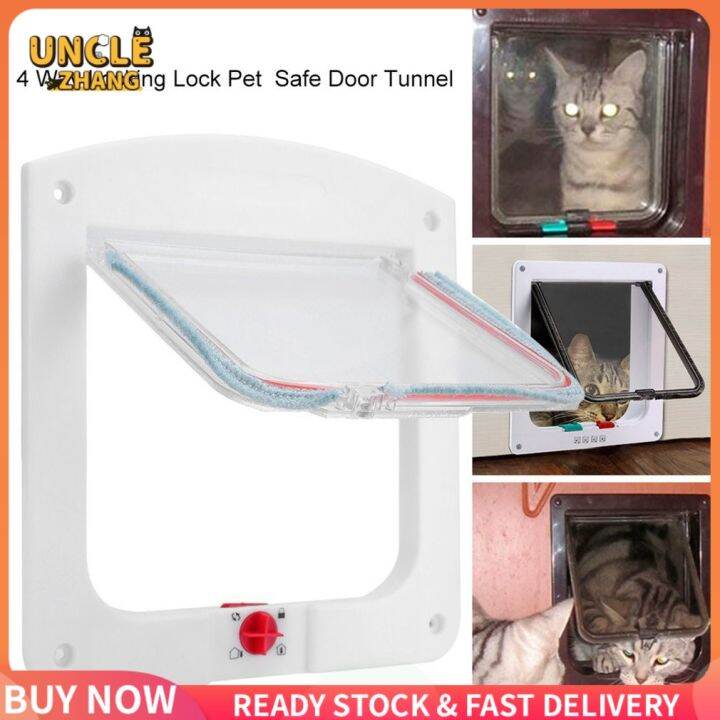 Pet Dog Cat Door Free Access 4 Way Lockable Flap Door Door