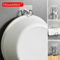 Houseeker Wall อ่างน้ำแบบตั้งตะขอกาวไม้แขวนเหนียวใส Wall Hook ที่เก็บกะละมังห้องครัวถุงใส่อุปกรณ์อาบน้ำ