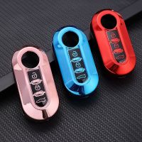 hgjmgkkk Soft TPU Car Key Case for FIAT Fiat 500 Bo Yue Ling Ya Key Protective Cover Fashion Key Shell Accessories