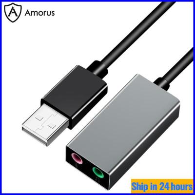 [Amorus Sound card] External USB Sound cards USB To AUX Jack 3.5mm Headphone Adapter USB Audio speaker Earphone Adapter for Laptop PC Virtual Channel