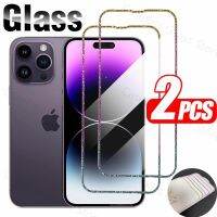 2PCS Shinny Glass สำหรับ 14 13 11 Pro Max 14Plus XS X ฝาครอบป้องกันหน้าจอ HD ความเป็นส่วนตัว Glitter Diamond ฟิล์มนิรภัย