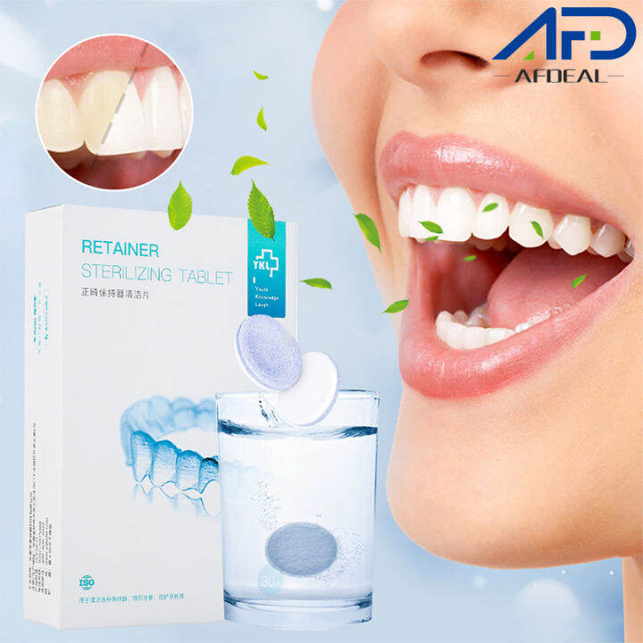 Afdeal 30PCS Retainer Cleaning Tablets Braces Cleaning Sheet Oral Care