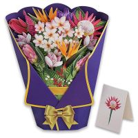 Flowers Bouquet Pop-Up Cards 3D Paper Flowers Bouquet with Note Card and Envelope Valentines Day Greeting Card