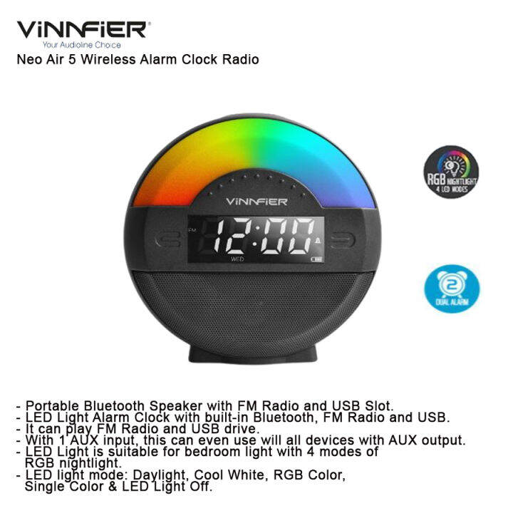 Vinnfier Neo Air 5 Wireless Alarm Clock Radio Lazada