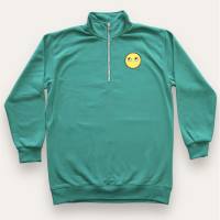 EYE ROLLING HALF ZIP SWEATSHIRT (GREEN) สเวตเตอร์ สเวตเชิ้ต ซิบ แขนยาว (สีเขียว)