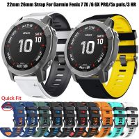 {zhiyun Watchshop}26มม. 22มม. สายนาฬิกาสำหรับ Garmin Fenix 7X 6X 5x3 Hr/fenix 7 6 5 Pro GPS Quick Fit สายนาฬิกาซิลิโคนสมาร์ทนาฬิกาสร้อยข้อมือ