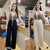 B16967 Set 2 ชิ้น เสื้อคล้องคอ โชว์แผ่นหลัง + กางเกงขายาว Set 2 pieces, halter top, show back + trousers