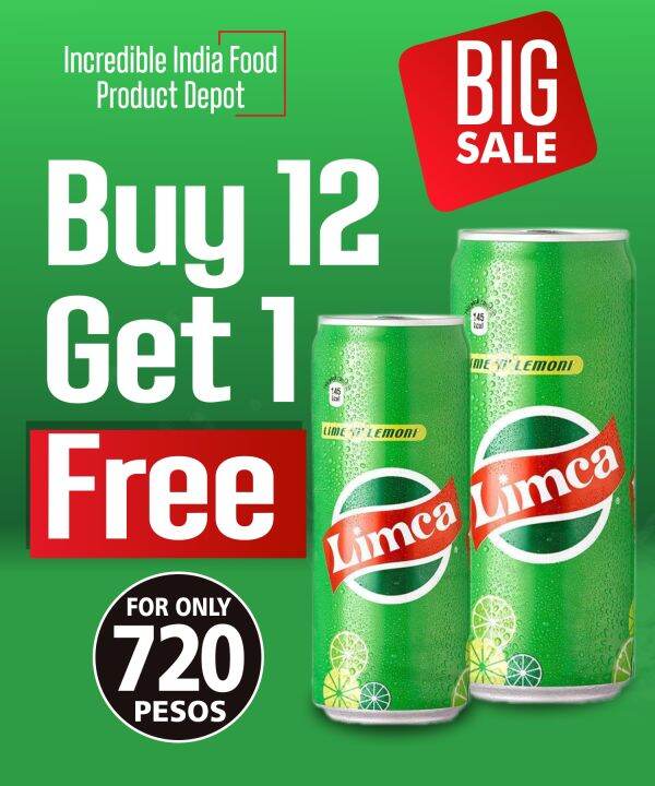 Limca Soft Drink (India Origin) Per Can (Buy 12 Get 1 Free) Lazada PH