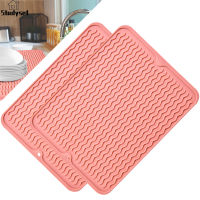 Studyset IN stock 2pcs Kitchen Draining Mat Built-in Hole Design Heat Insulation Anti-slip Double-sided Thickened Drying Mat