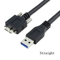 【NEW】 USB 3.0 A-B องศาขวาและซ้ายและขึ้นและลงมุม B USB 3.0พร้อมล็อคสกรู Mount Data Cable 1.2M 3M 5M