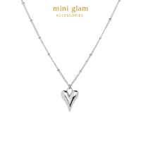 Miniglam Follow Your Heart Pendant Chain Necklace สร้อยคอจี้รูปหัวใจเมทัลลิค สีเงิน