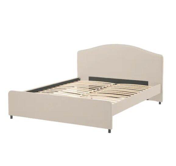 HAUGA Upholstered bed frame, Lofallet beige180x200 cm Lazada
