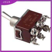 CHIZH 4Pcs DC 12V 30A DPDT สวิตช์สลับชั่วขณะ 6ขา3ตำแหน่ง (เปิด)-ปิด-(เปิด) ฝาครอบบูตกันน้ำ ทนทานต่อการใช้งาน สวิตช์สลับ รถไฟทางอากาศสำหรับเรือเดินทะเล