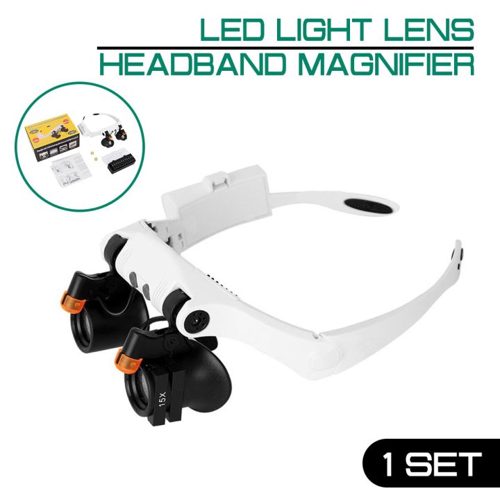 Magnifying Glass Headband, Headband Magnifier 2 Leds